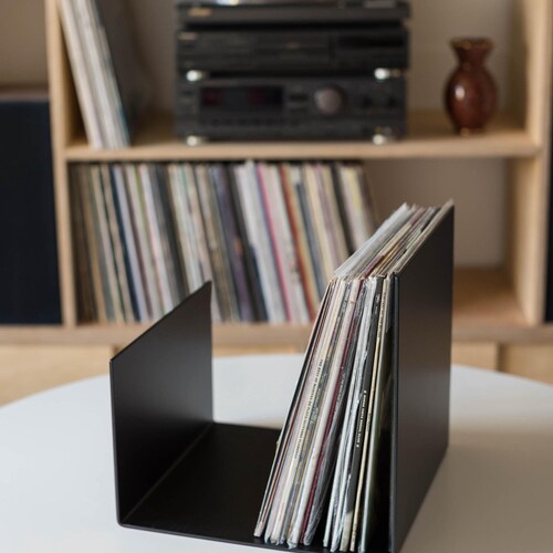 VDD LP Vinyl Design Rack De Stockage Rétro Pour 60-70 Vinyles 12" - Noir - Support Disques