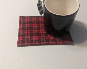 Christmas plaid mug rug