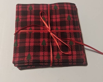 Christmas plaid coasters