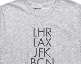 Camiseta con código de aeropuerto, regalo para viajeros frecuentes