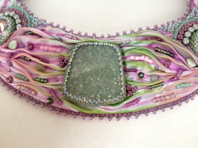 Bead Embroidered Shibori Neck Collar With Swarovski Rivolis Etsy