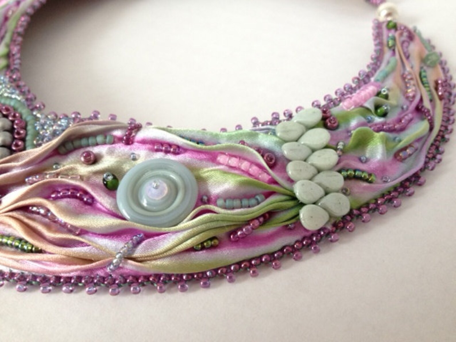 Bead Embroidered Shibori Neck Collar With Swarovski Rivolis Etsy