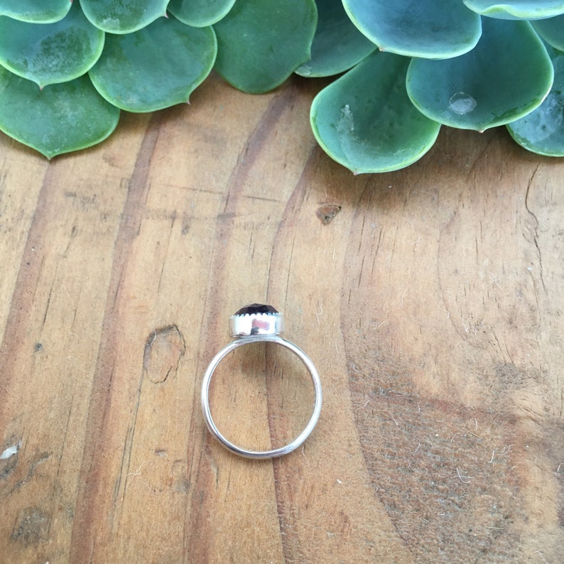 Faceted Amethyst Solitaire Ring Sterling Silver size 7 High Polished Band Party Bridesmaid Bride Elegant gift purple stacker