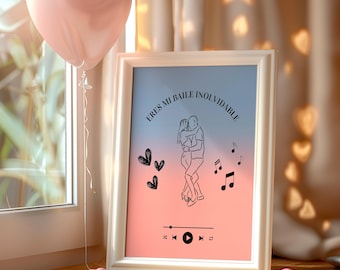 Plakat Baile Inolvidable | Niezbywalna grafika ścienna Baile'a | Grafika ścienna Zły Króliczek |  Cytat Złego Króliczka | Sztuka ścienna z salsą | Prezent na Walentynki
