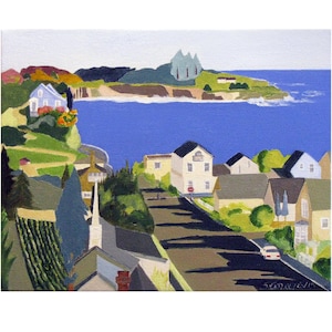 Mendocino California Art Souvenir, Mendocino Print Travel Keepsake, Painting of Mendocino  Vacation Memento