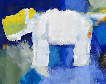 Whimsical Dog Art Print: Abstract Puppy Painting (10x8)