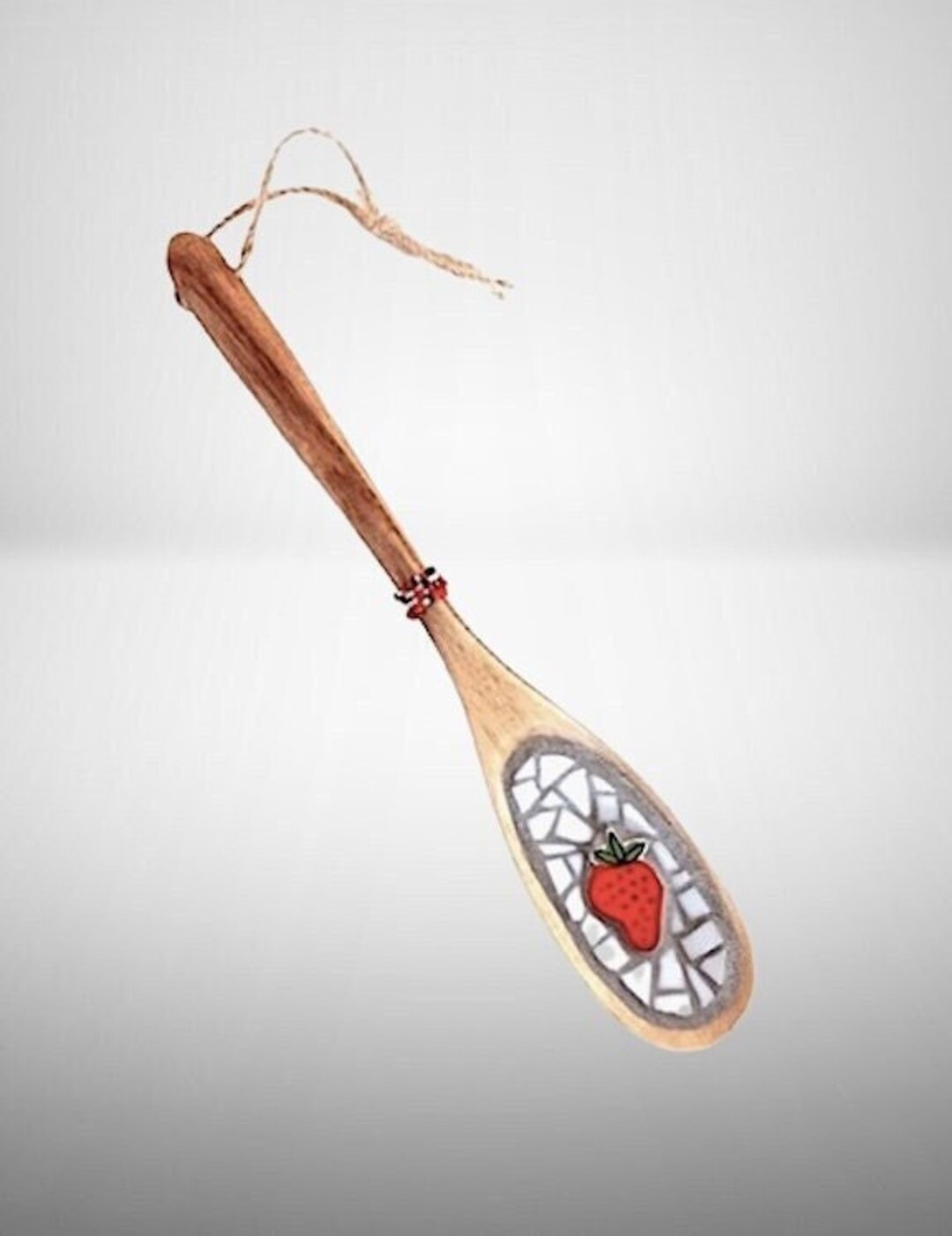 Strawberry Kiln-fired Tile Wood Spoon Mosaic, Kitchen Decor, Wall ...