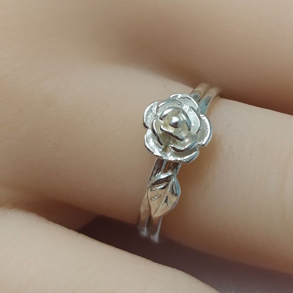 Delicate Rose ring ,925 sterling Rose ring, dainty Rose ring, minimalist Rose ring, delicate Rose ring,18ct Gold Rose ring ,gift for her