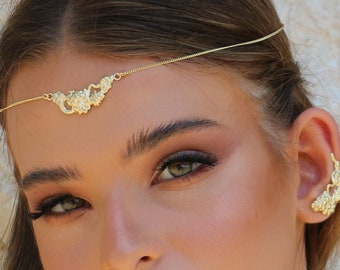 Bridal Forehead Jewelry. Daisy flowers,  silver /18ct gold /Rose gold. Daisy Jewelry.   Bridal Jewelry.