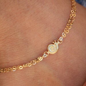 Snail Bracelet - 18ct  gold vermeil -for Girls, baby, Custom Tiny Snail Jewelry, Cute Snail Charm,  Mother daughter bracelet,