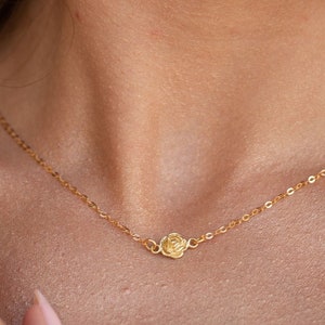 Gold Rose Necklace, Gold Flower Necklace, sterling silver rose Necklace .Feminine Necklace, Bridesmaid , Wedding jewelry, Christmas gift