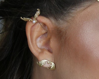 Wings Ear cuff , Ear Climber, and helix cuff ear -No Piercing Required!   bridal earrings, wedding earrings,  Gold ear