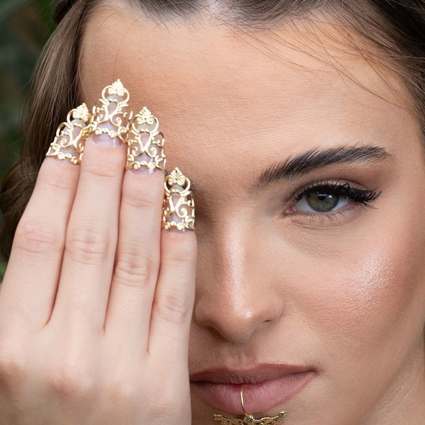 Fingernail Ring, Gold  Minimal Rings, Art Finger Nail Ring, Fashion Statement Midi Rings, Fingernail Protective Cover, Nail Art Decoration