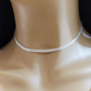 Silver 925 necklace, dainty choker necklace, sterling silver necklace, delicate chain necklace .4mm. Valentine&#39;s Day Gift