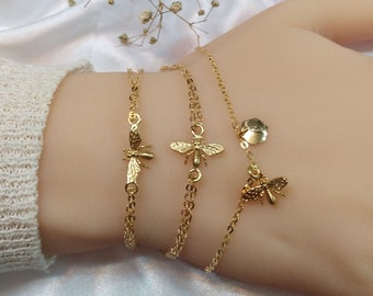 Honey Bee Bracelet Sterling Silver / Gold Filled / Rose Gold Filled Bee Bracelet, Bee Jewelry, Tiny , Bee Gift,  Gift for her