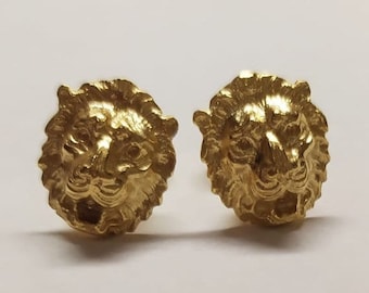 Gold  Lion Earring, Leo Zodiac, Leo earring, Animal earring, Strength charm, Fierce, Gold earring, vermeil earring,  gift for me