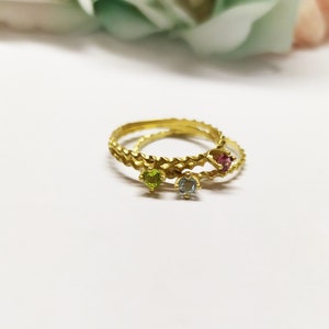 Stapelring, natuurlijke ronde gesneden edelsteen stapelen ring, enkele solitaire ring, delicate sieraden, geschenken voor haar , gouden ring afbeelding 6