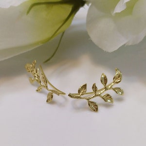 Leaves Ear cuff , Ear Climber, bridal earrings, wedding earrings, Gold Earrings image 4