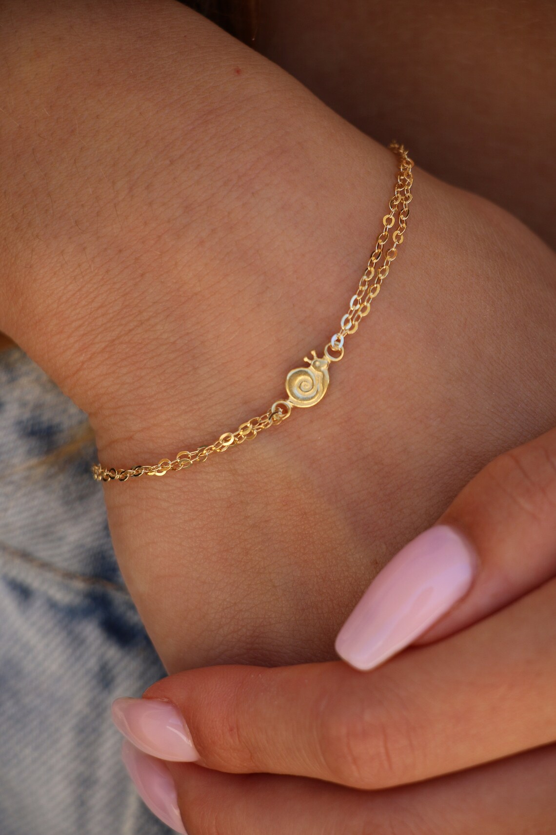 Snail Bracelet 18ct gold vermeil for Girls baby Custom Etsy