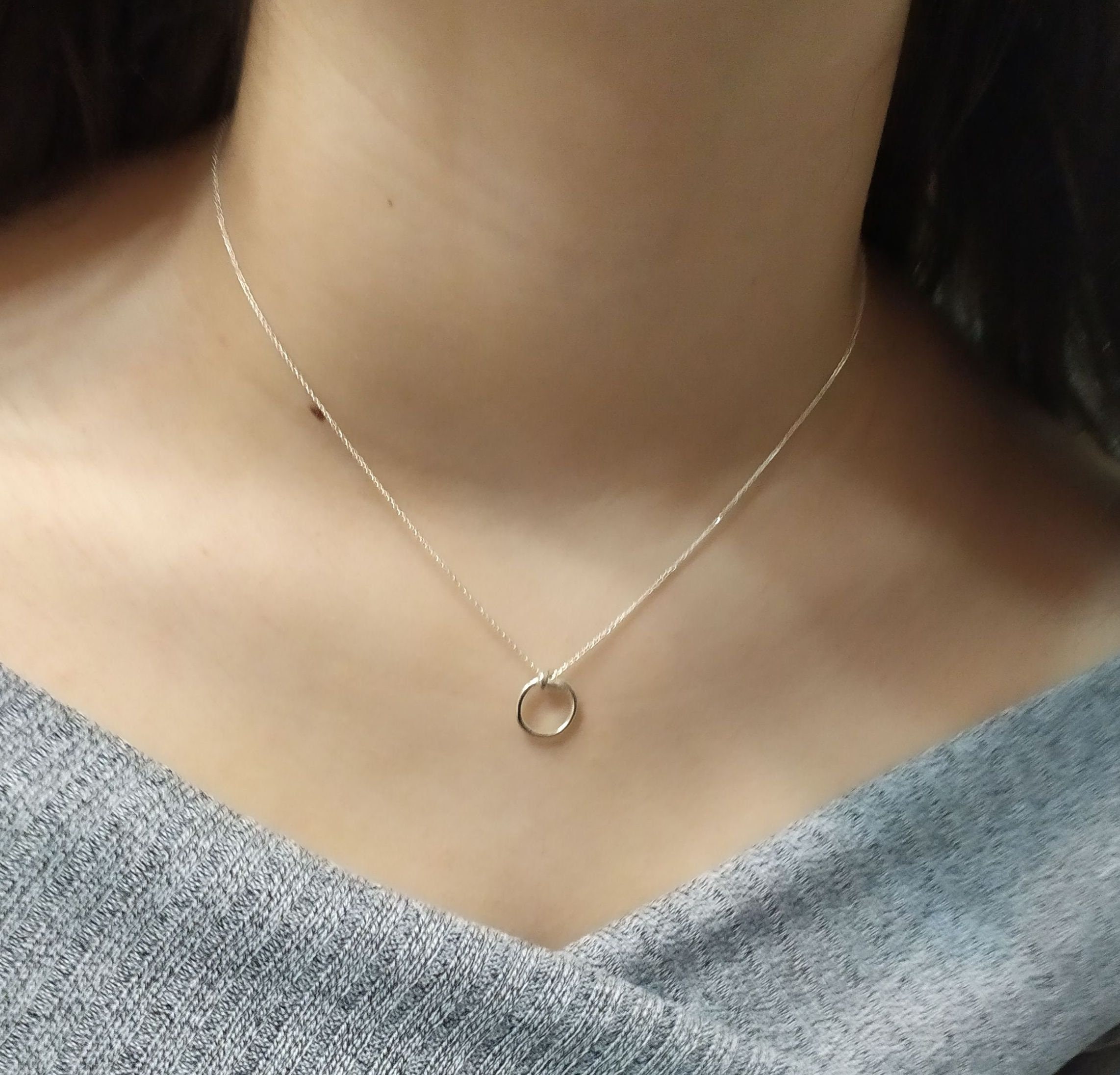 Sterling Silver Knot Pendant Necklace, Knot Hoop Necklace