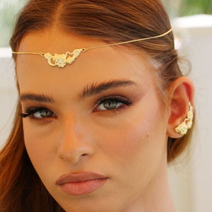 Bridal Forehead Jewelry. Daisy flowers, silver /18ct gold /Rose gold. Daisy Jewelry. Bridal Jewelry. image 5