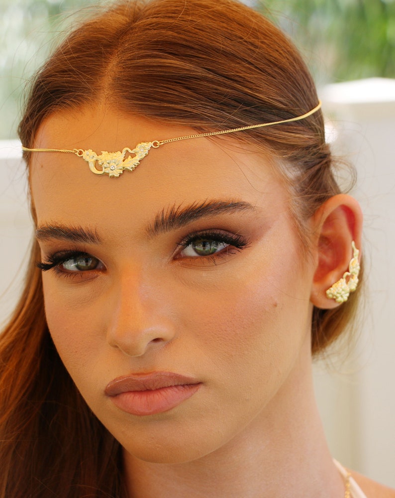 Bridal Forehead Jewelry. Daisy flowers, silver /18ct gold /Rose gold. Daisy Jewelry. Bridal Jewelry. image 5