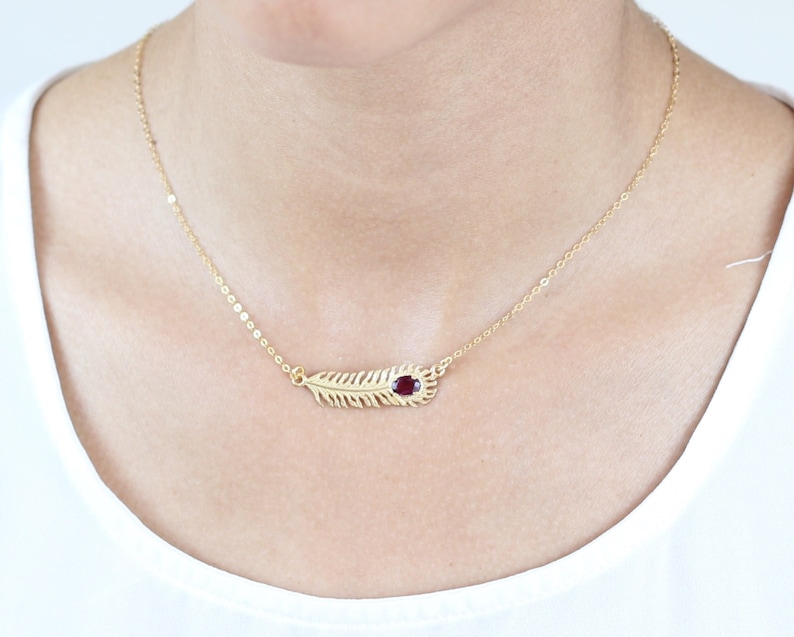 Layering feather Silver Feather Necklace Feather necklace set with Rhodonite sterling Silver or gold plated Feather Necklace