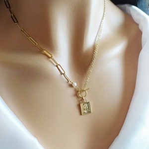 ★VINTAGE HOLLYWOOD★送料込★韓国★人気 Square Coin Necklace Stainless Steel Minimalist Square Pendant Korean Black