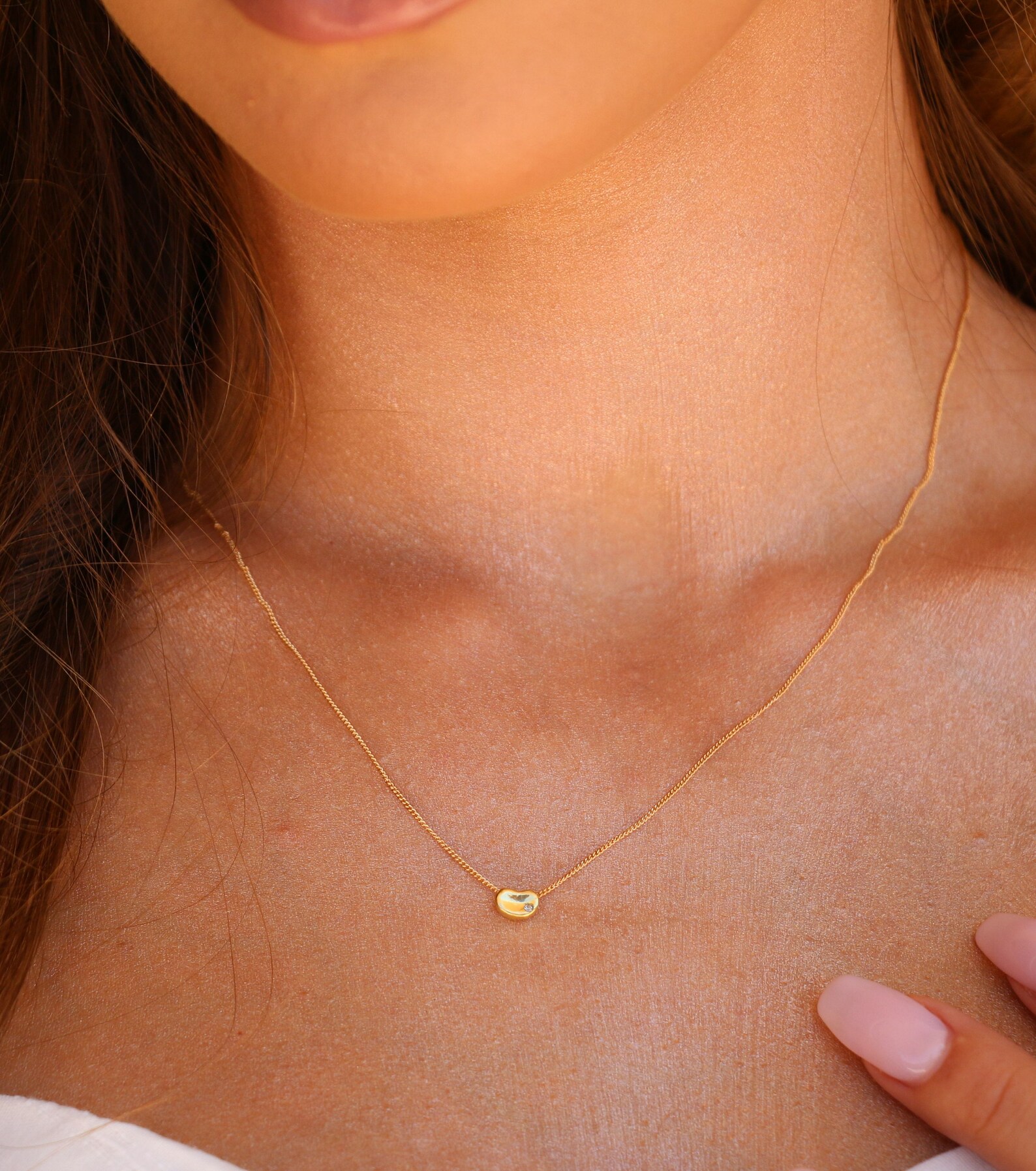 Tiny Bean Necklace. Mini Bean Necklace. Your Lucky Beane. Etsy