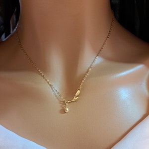 Olive Necklaces on  branch sterling silver .Gold  vermeil or rose gold vermeil .Necklaces with olive and leaves olive branch.