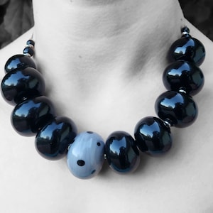 Blown Glass Bead Necklace - Murano Glass hand blown Glass Bubbles Necklace hollow glass beads