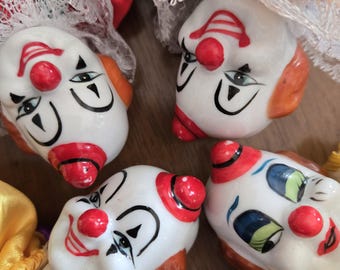 Vintage Porcelain Clown head Ring – Upcycled Circus Statement Jewelry (OOAK)