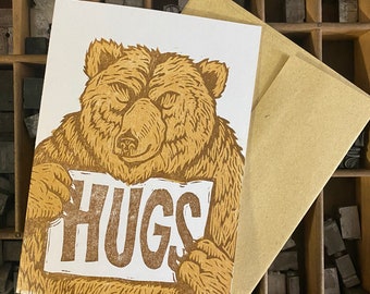 Bear Hugs Woodcut Card