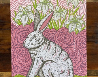 Hare Woodcut