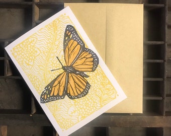 Monarch Butterfly Woodcut Card