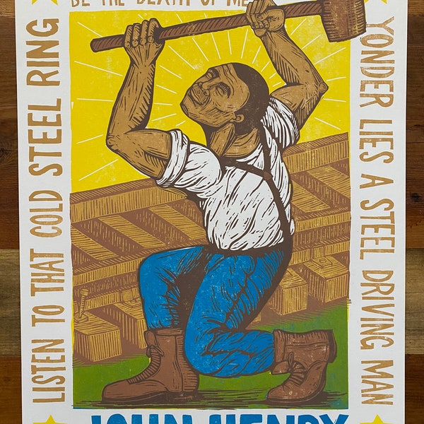 John Henry Woodcut