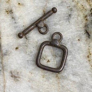 Toggle Clasps medium size square Antique Rusty Brown 1 set (RB5)
