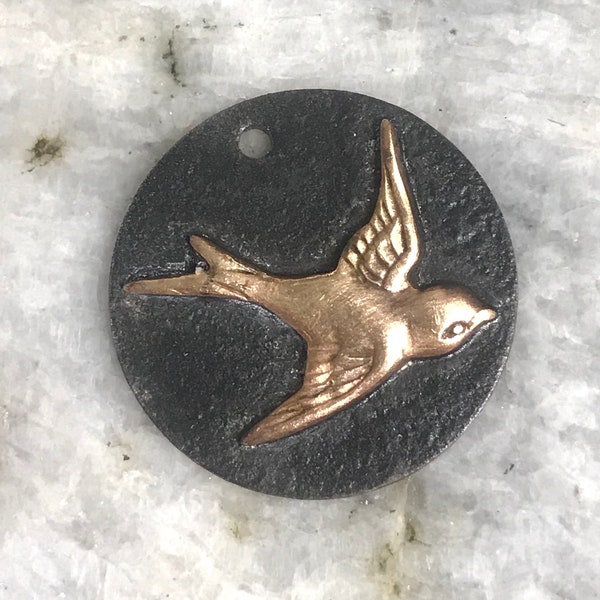 Soldered Bird Pendant Bohemian Charm Sparrow Metalwork Scrapbook Supplies Jewelry Supplies Altered Art Supply Metalsmith Raw brass bird