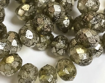 8 x 6mm pale Chartreuse gray  Mercury Glass Rondelles Czech glass Beads 10 pieces BOHO Supplies #210