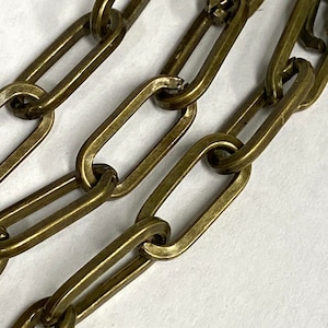 Paperclip Chain large open links Beading Component necklace sold by the foot antique brass 16mm x 7mm (CH018ABR)