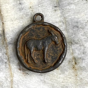 Pewter Rustic Donkey Western Charm Pendant Altered Art Supplies Jewelry 1 Pc antique Rusty Brown Finish (RB7)