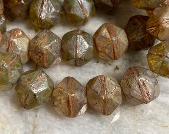 10mm English Cut Brown Natural Mix Czech glass beads 15mm English cut Beads #55