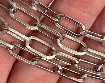 Paperclip Chain open links Beading Component necklace sold by the foot antique Silver 12.5 x 6mm  (CH25S)