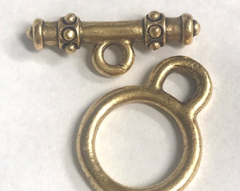 Pewter Antique Gold Tibetan Style Toggle Clasps Lead Free Toggle made in America LARGE 1 set (PL8)