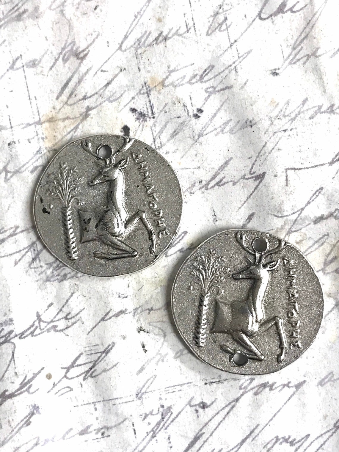 1 Pc Pewter Greek Greece Bee Stag REPRODUCTION Coin Antique Etsy