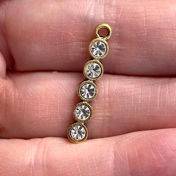 Crystal Bezel Pendant Charm earring components charm Preciosa Antique gold 1 pc (PL14)