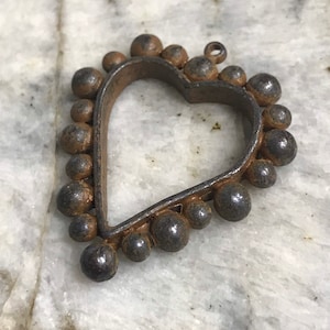 Pewter Dotted Heart Pendant Altered Art Supplies Jewelry 1 Love antique Rusty Brown  (RB7)