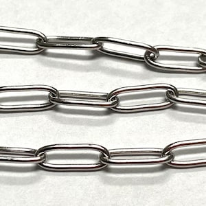 Paperclip Chain large open links Beading Component necklace sold by the foot stainless Steel 12 x 4mm (CH22)