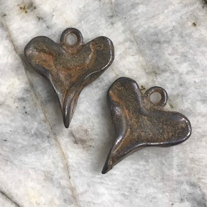Pewter Rustic Heart Rustic Pendant Altered Art Supplies Double sided Jewelry Love antique Rusty Brown 1 pc (RB4)