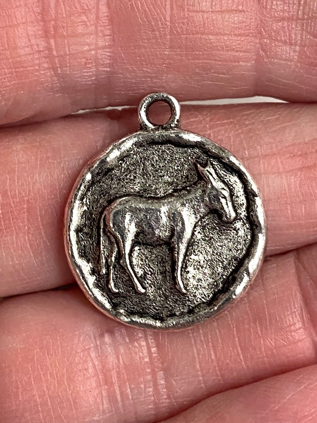 Pewter Rustic Donkey Western Charm Pendant Altered Art Etsy